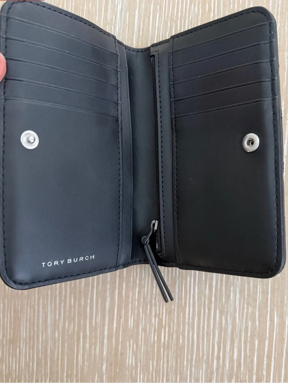 Tory Burch Black Quilted Zip Phone Wallet